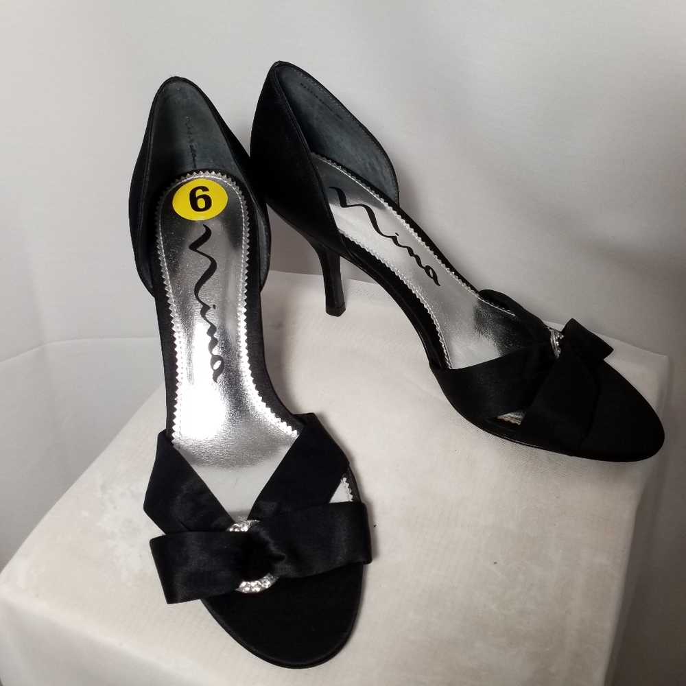 Nina (NWOT)black evening heels - Picture 2 of 5